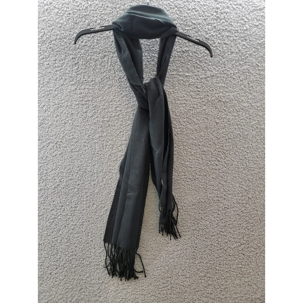 Club Room Beanie & Scarf Set Men's One Size Black Solid Fringe Trim